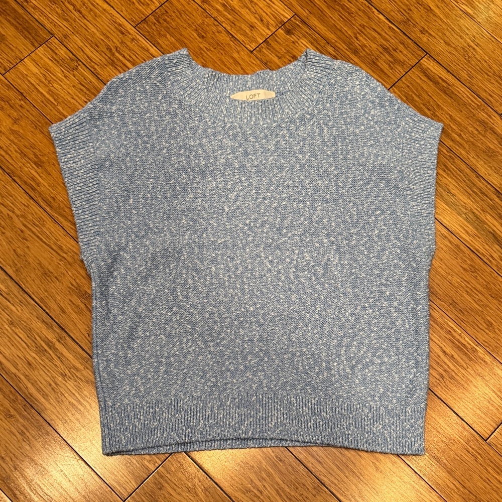 Loft blue marled cap sleeve sweater. XS. NWOT